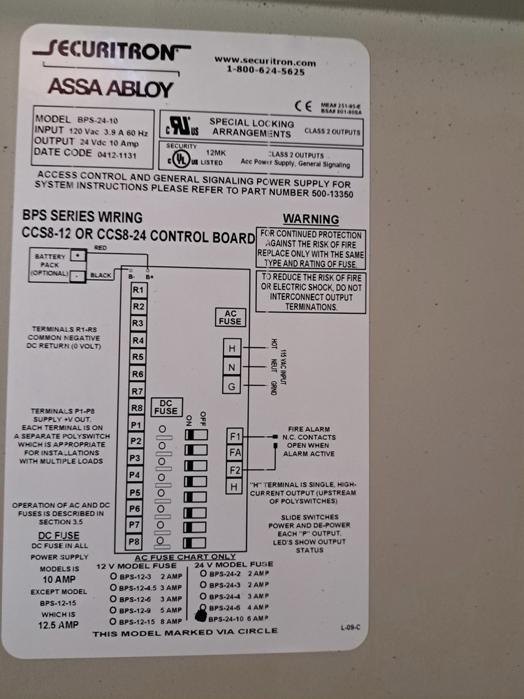 Security Power panel ASSA ABLOY BPS-24-10