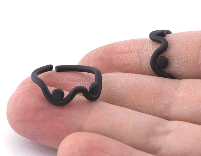 Boobs Ring Adjustable Brass Black Painted 4618