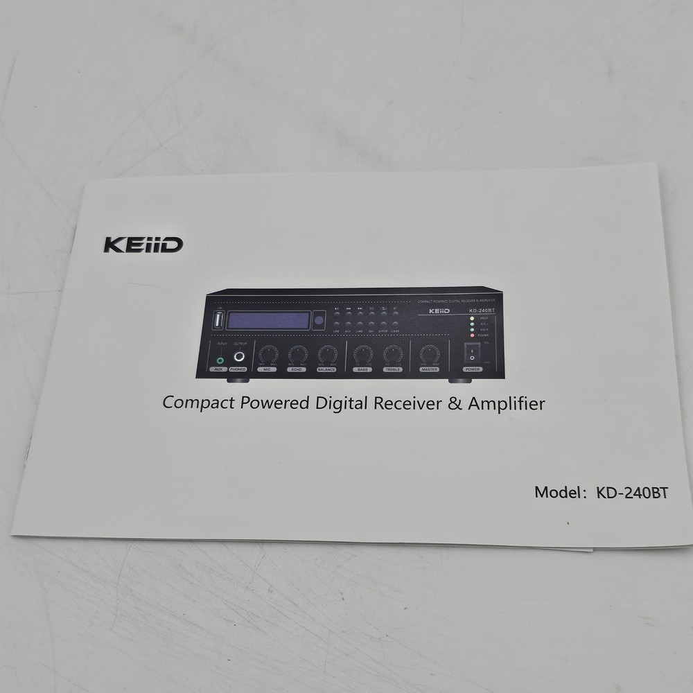 KEiiD KD-240BT Compact Powered Digital Receiver & Amplifier Bluetooth Black