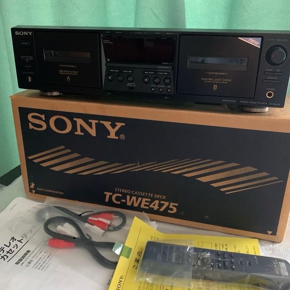 Sony TC-WE475 Twin Reverse Cassette Deck PitchCtrl w/ Remote Box FullyFunction