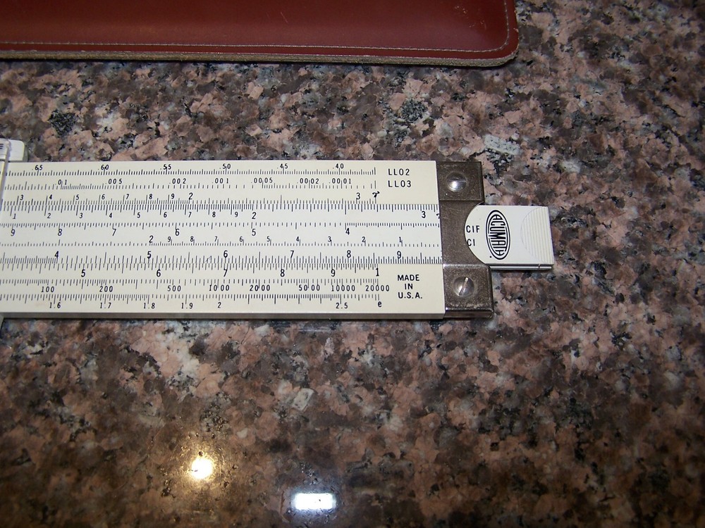 Acu-Math No. 1500 12-1/2" Plastic Slide Rule with case