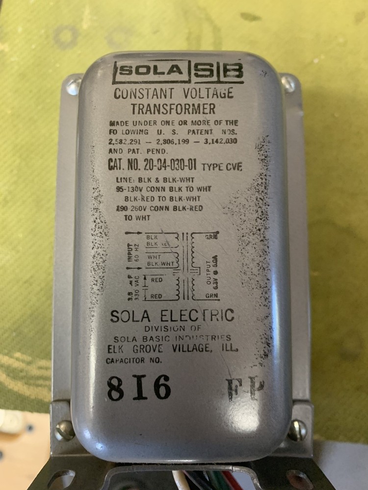 sola filament transformer 6.3v 5amp