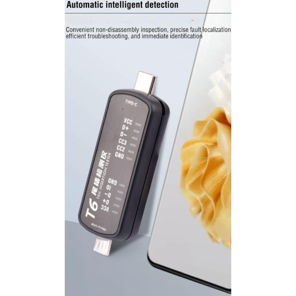 for T6 Tail Insertion Tester with Type C and forMini Dual Interface For Testing