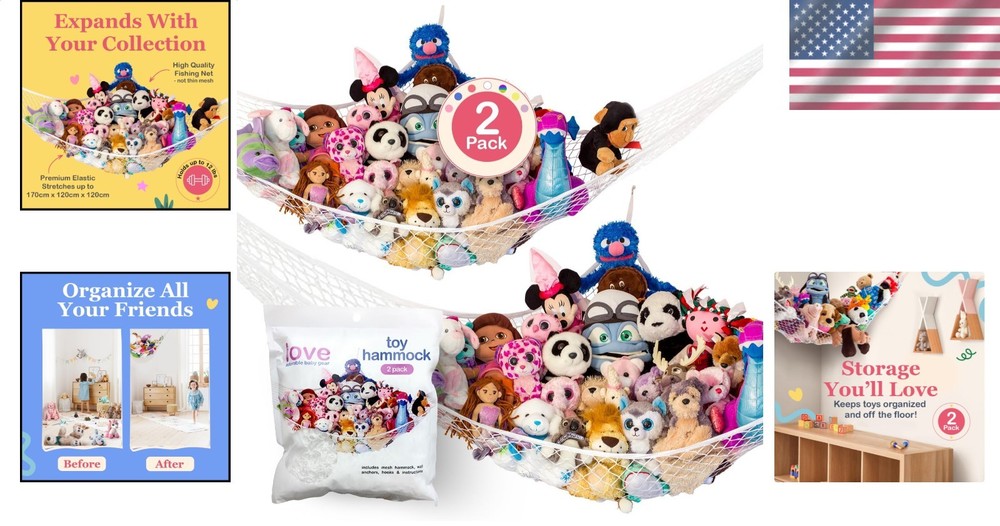 Plush Toy Hammock 2-Pack White 67