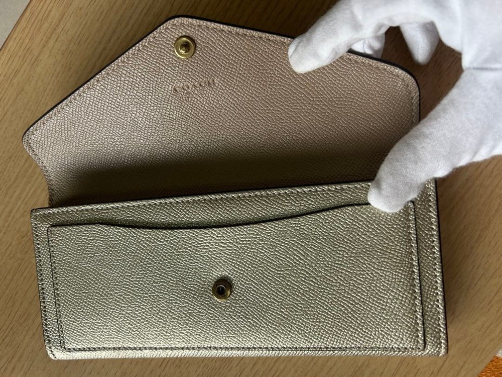 COACH Long Wallet Genuine Leather Gold