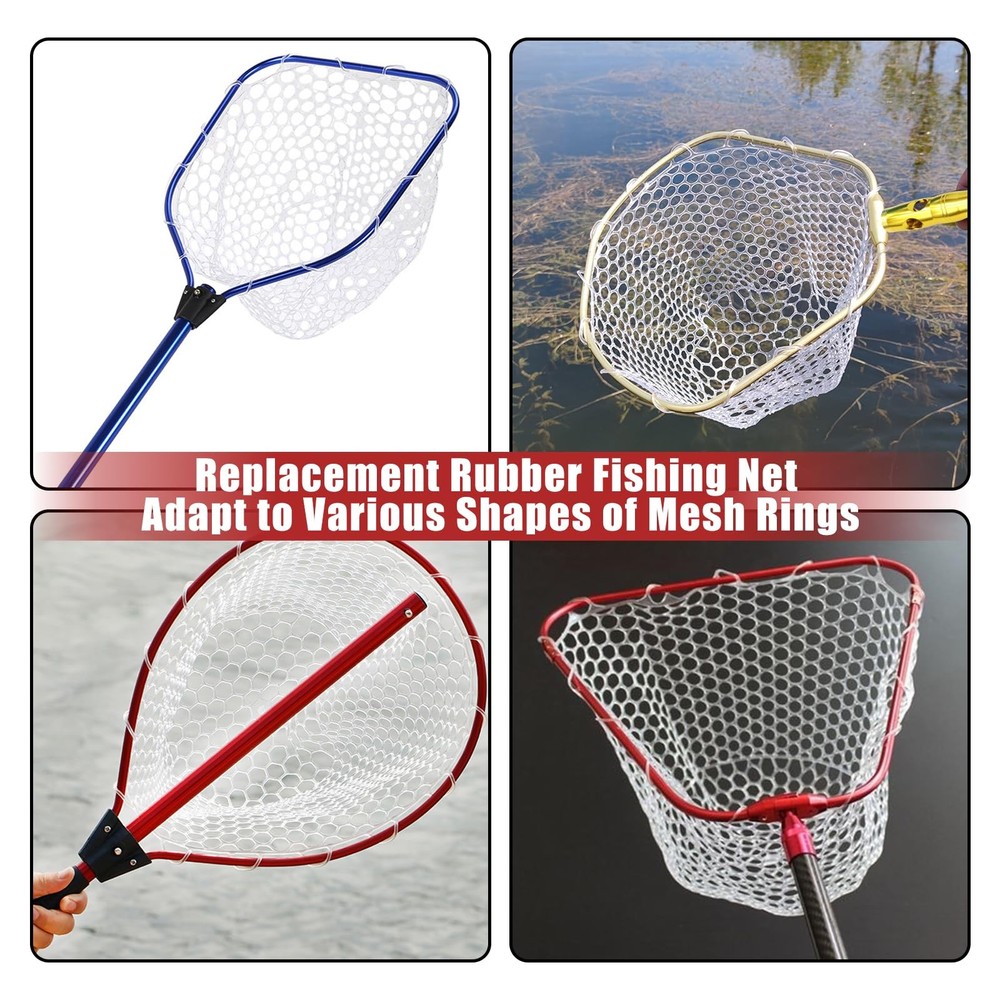 Fishing Landing Net Trout Net Replacement Netting with Rubber Mesh for