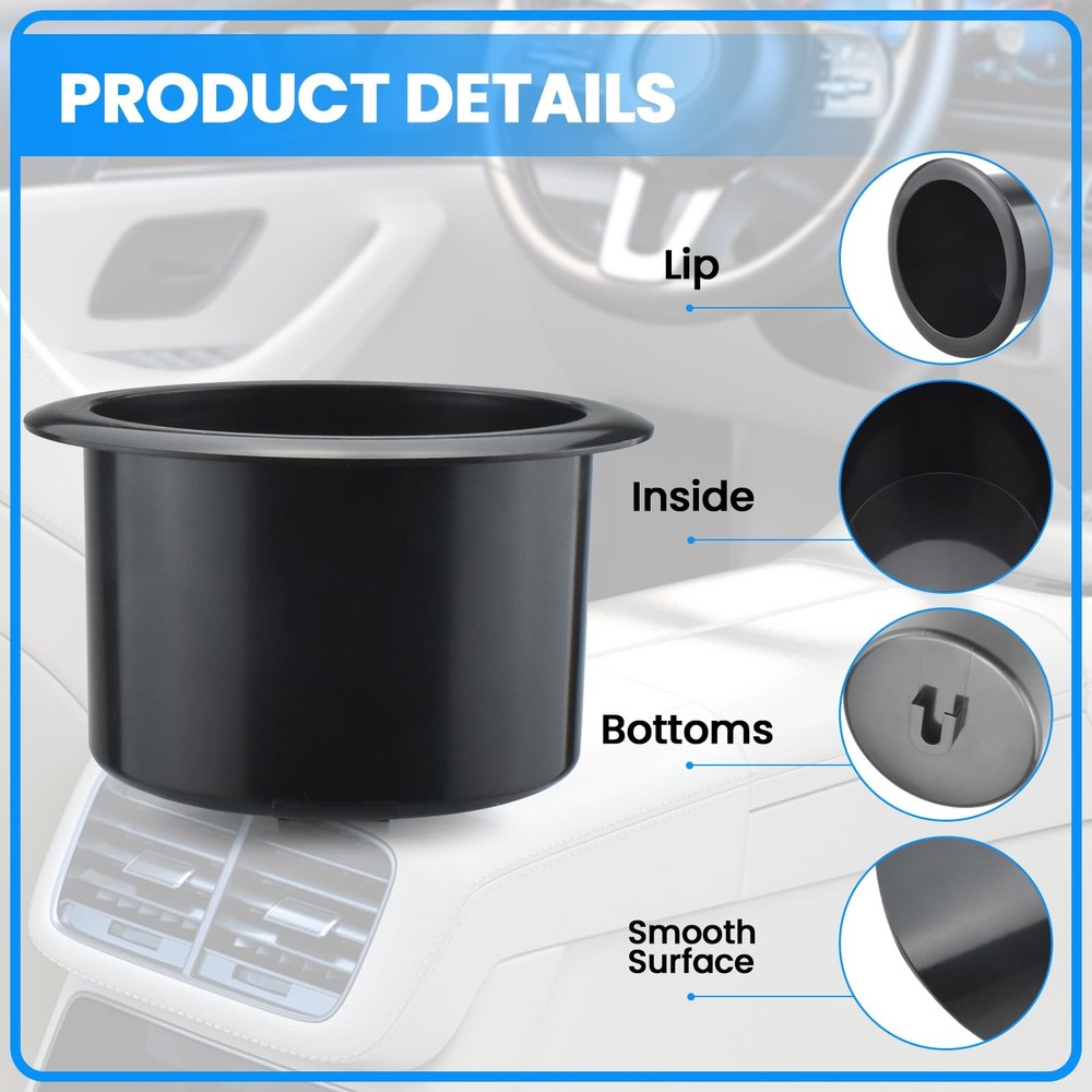 SDTC Tech 2 PCS Black Plastic Cup Holder Inserts for Sofa Recliner black