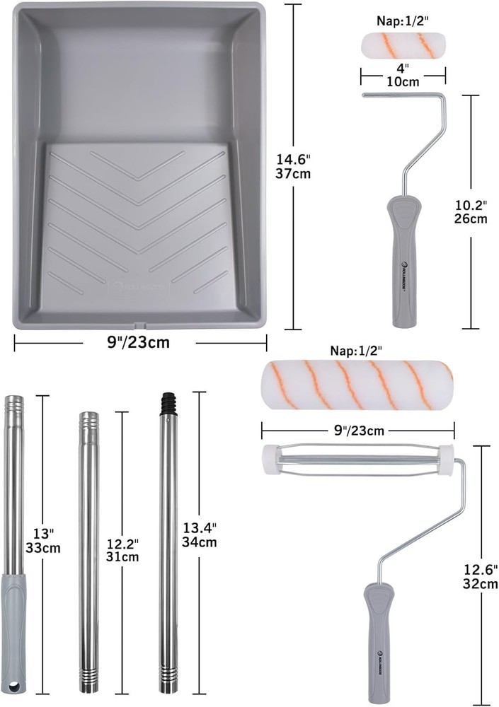ROLLINGDOG Paint Roller Kit with Extension Pole - 9 Inch with...