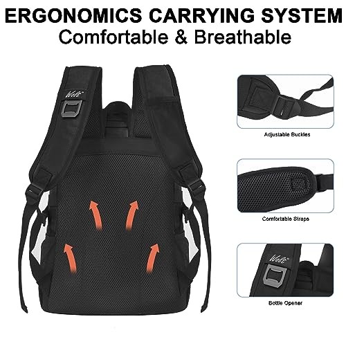 Cooler Backpack,24 Cans Insulated Backpack Cooler Leakproof,Lightweight Black