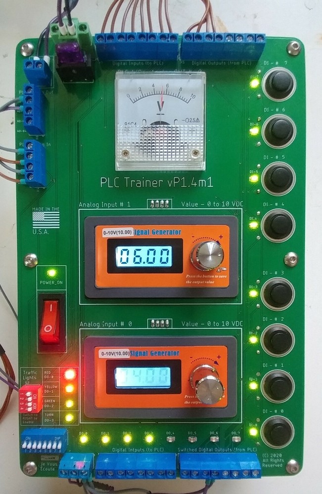 PLC Trainer Interface - Digital Inputs, Digital Outputs, Analog Inputs and PWM