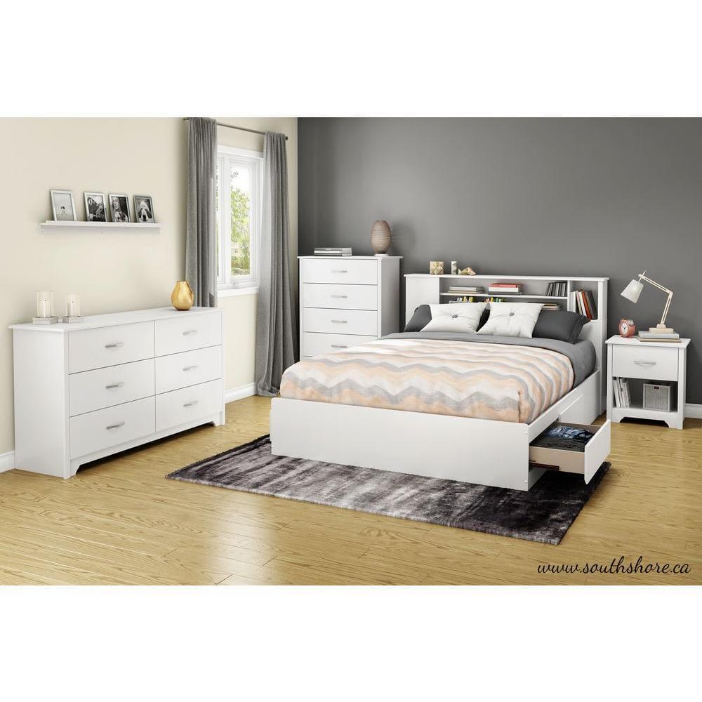 Panel Headboard Full/Queen 3-Open Storage Particle Board Pure White