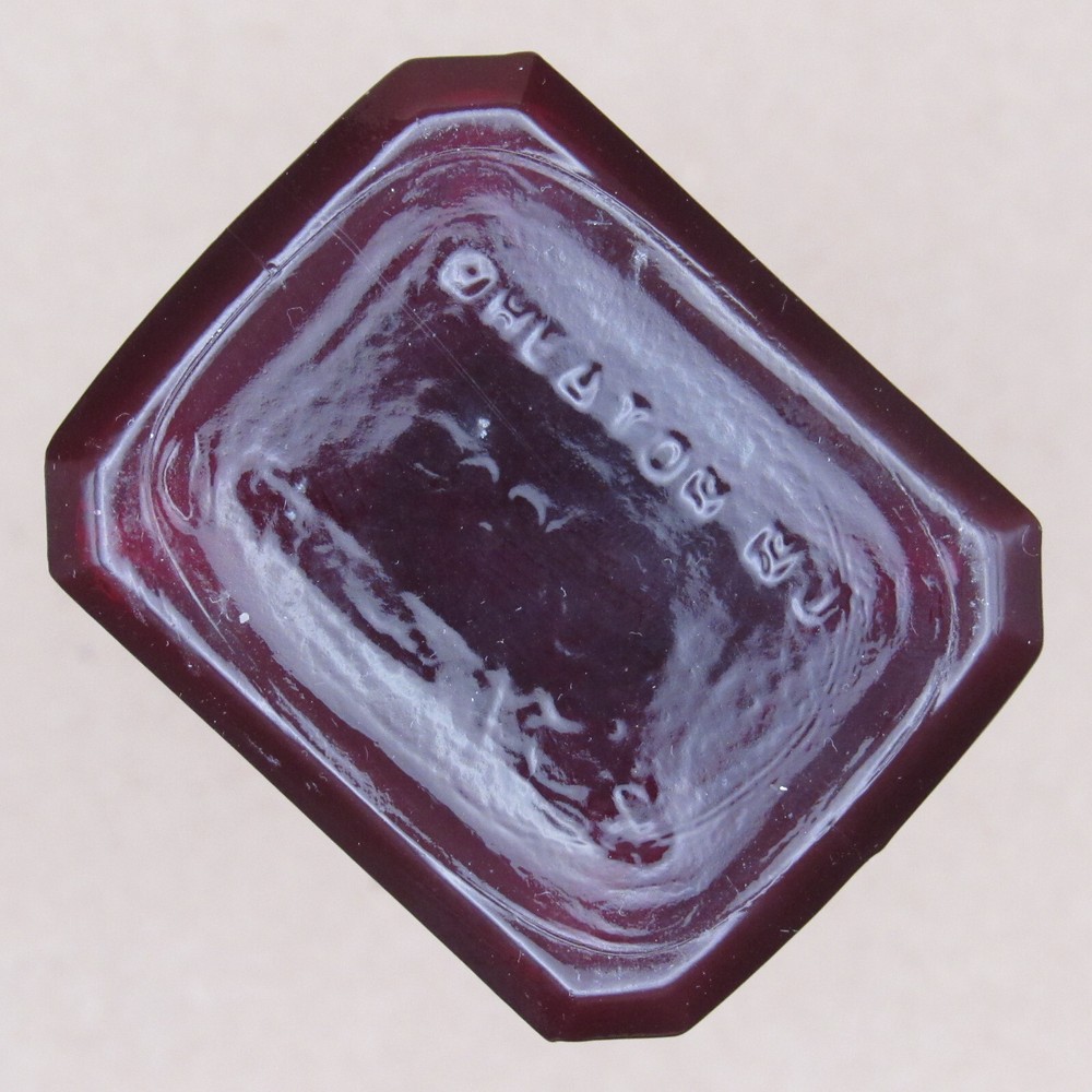 Wheaton Bottle, Ruby Red Bitters, 6" Rectangle Base, Embossed Text, Vintage NJ