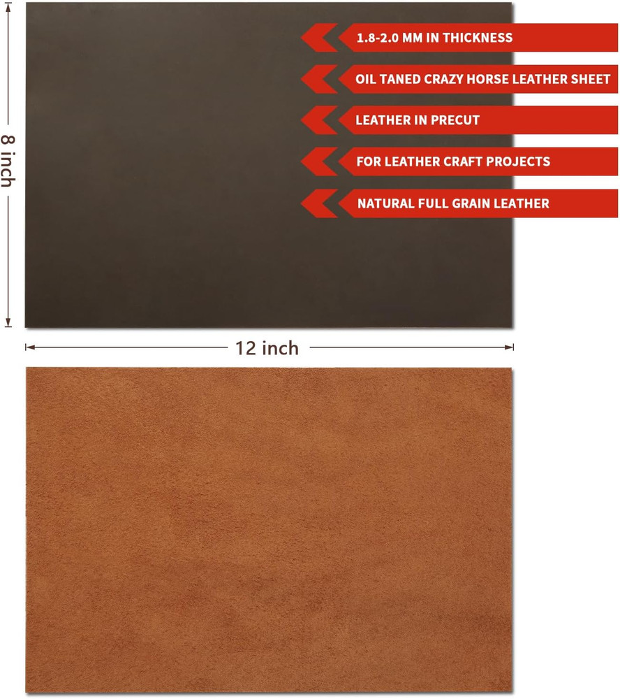 Genuine Leather Sheets for Crafts Full Grain Leather Tooling Leather Square 2Mm