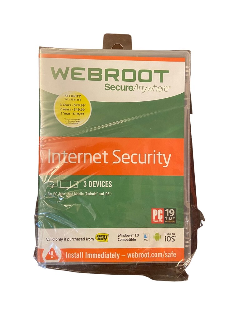 🐞 WEBROOT SecureAnywhere Internet Security PLUS - 3 Devices / 1 Year Subscr NEW