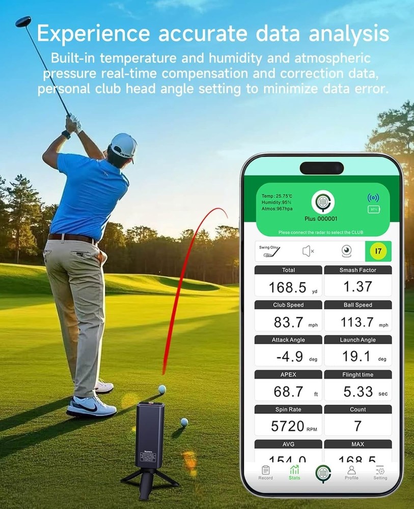 Portable Golf Launch Monitor for Golf Swing Analysis Tracker & Swing Analyzer