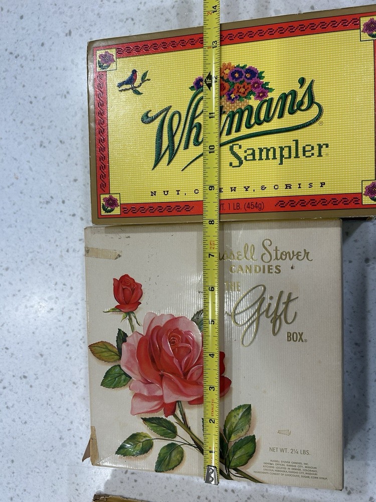 Two Vintage Whitman`sampler And One Russell Stover Candy Box EMPTY Boxes