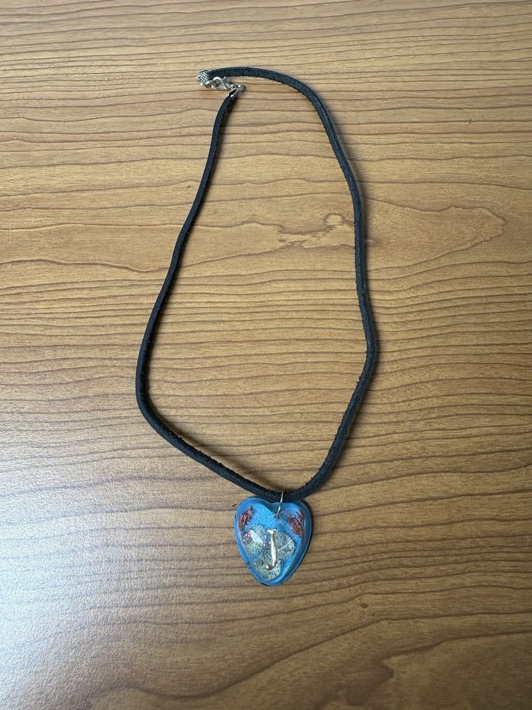 Handmade Blue Resin “J” Necklace
