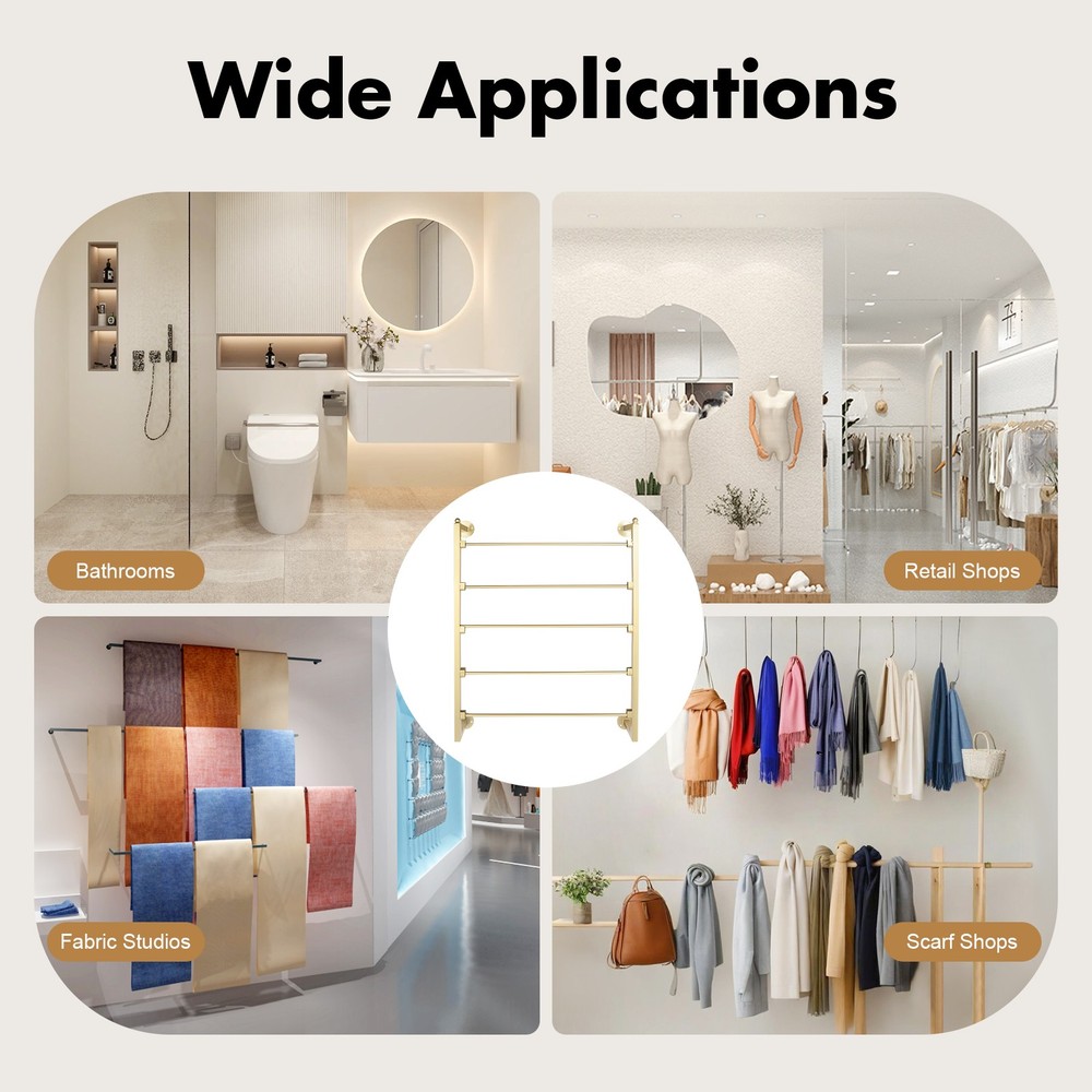 5-Layer Towel & Belt & Ribbon Organizer Rack Wall Mounted Scarf Display Rack