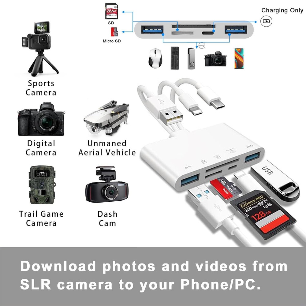 5 in 1 Memory Card Reader USB 3.0 OTG Adapter SD Card Reader For iPhone/iPad
