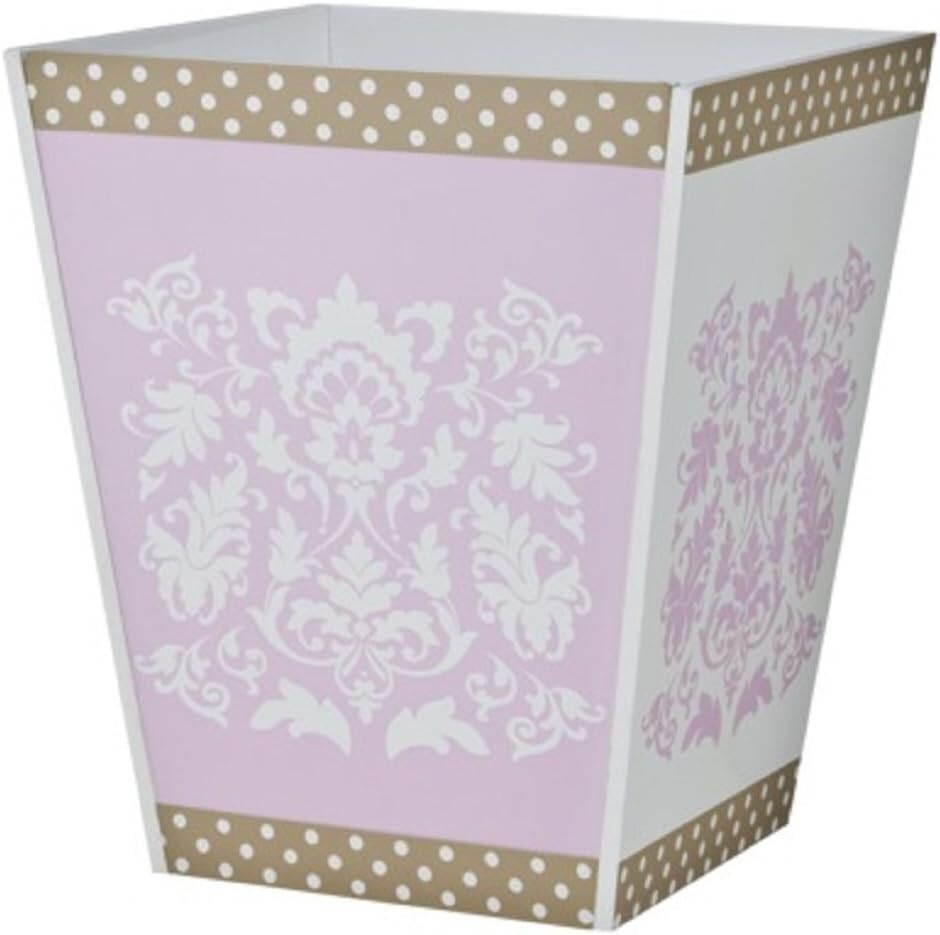 Tiddliwinks Baroque Damask Wastebasket Pink/Mocha***