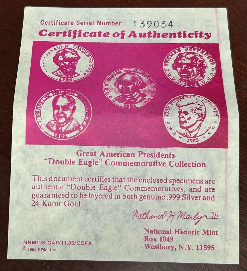 Great American Presidents “Double Eagle” Commemorative Coin Collection