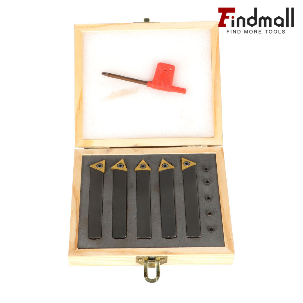 Findmall 5× Insert 1/2" Lathe Indexable Carbide Bits+Turning Tool Bit Holder Kit