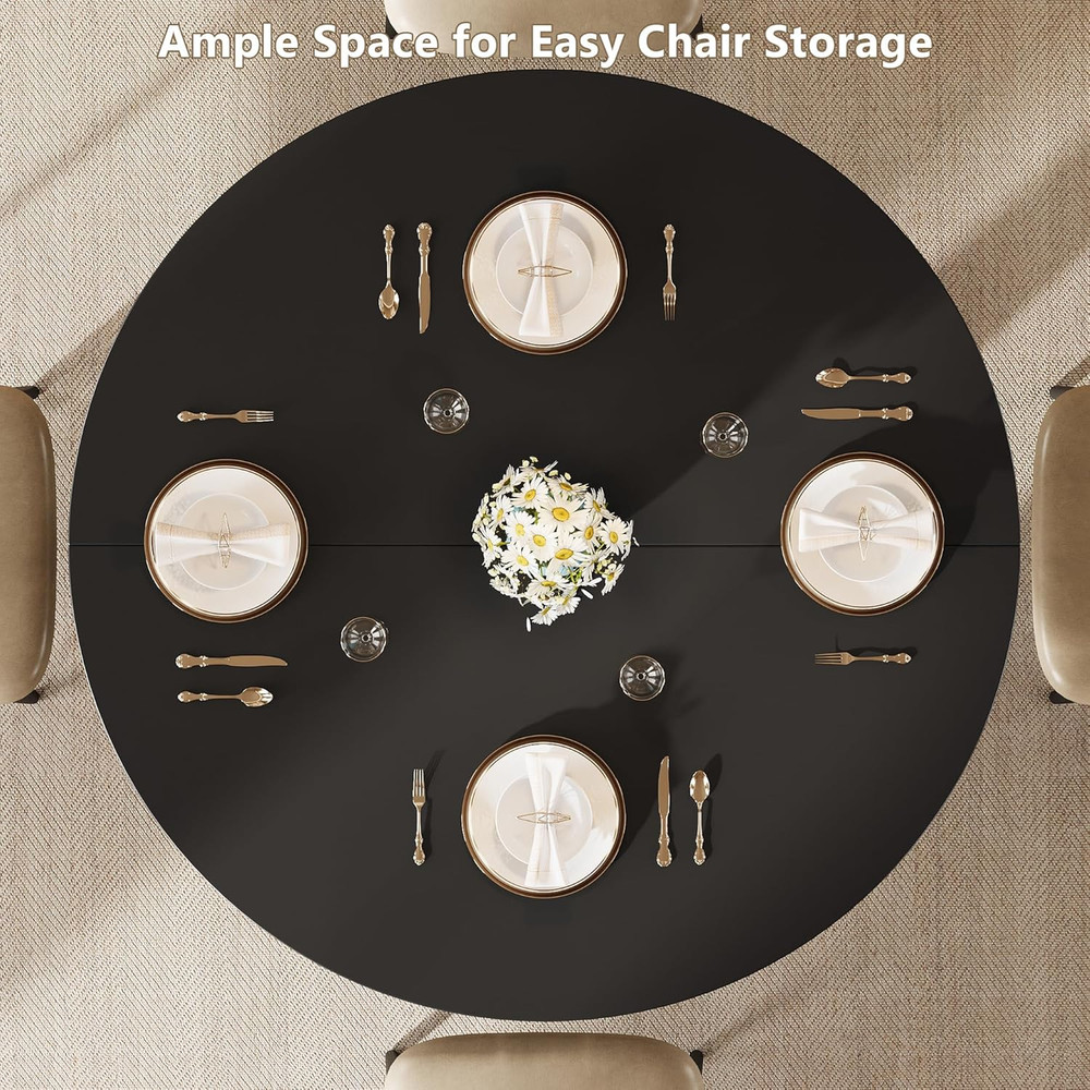 Einhomn round Dining Table for 4-6, Kitchen Table with Sturdy Double Arc & Round