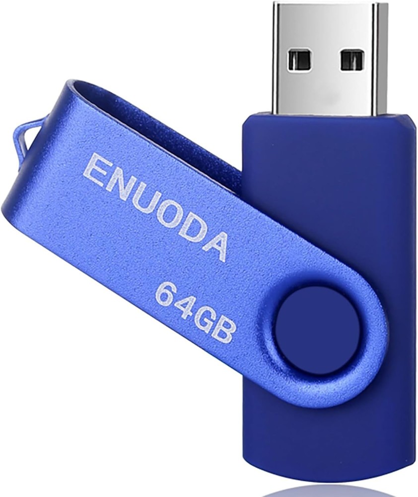 LED Indicator 64GB USB Flash Drive - Fast Data Transfer & Dust Resistant - Blue