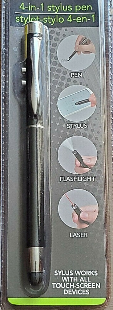 Stylus Pen with Flashlight and colored Red Pointer-Black Ink (Ships from U.S.)