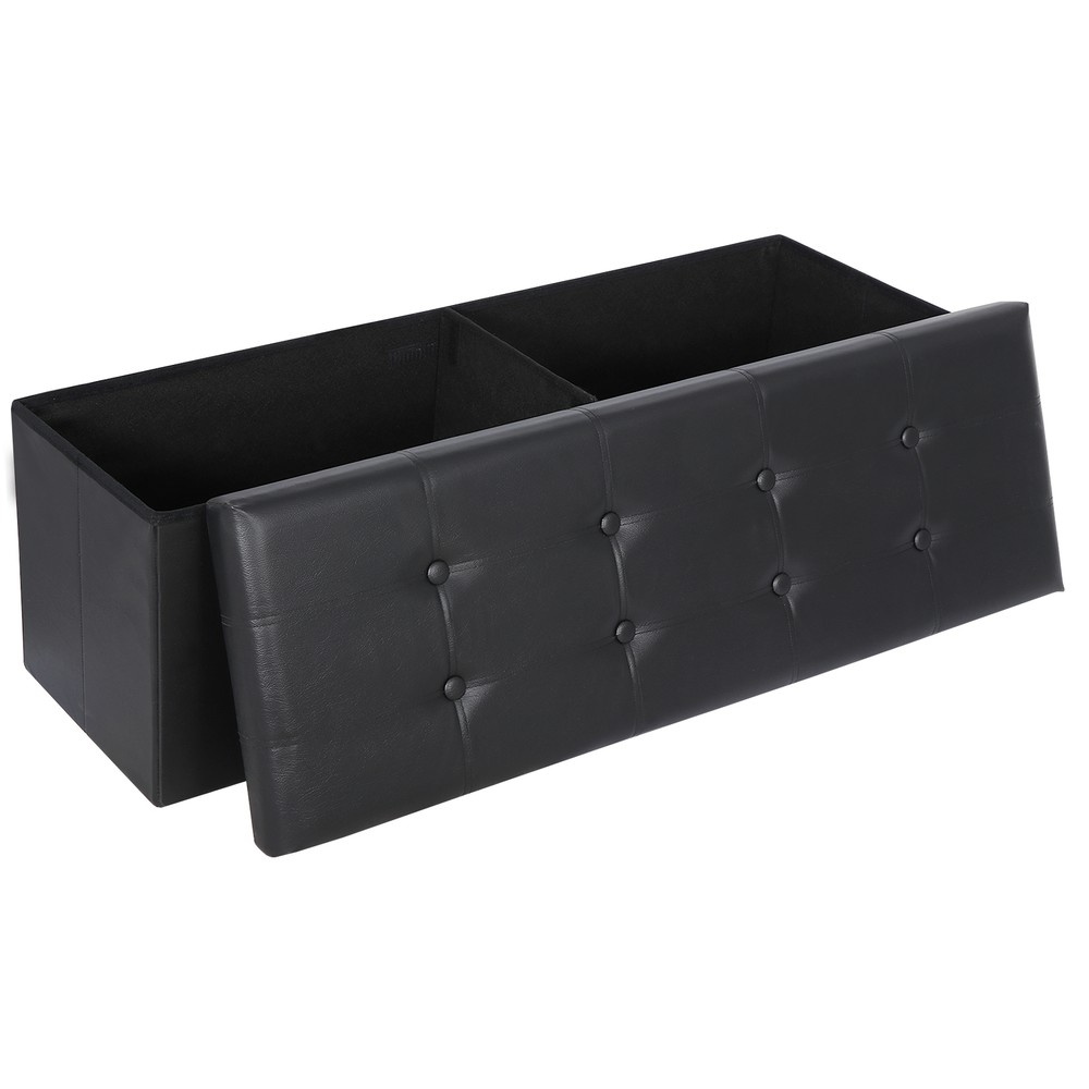 Black Folding Storage Ottoman Bench Storage Stools Footrest for Home Storage Use