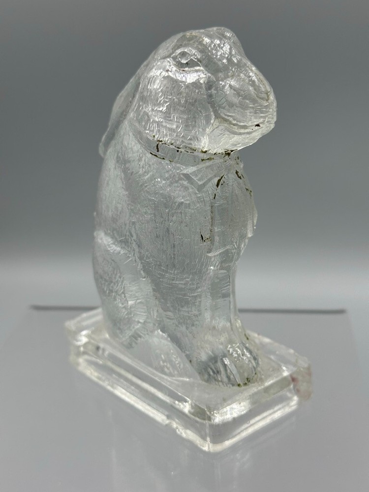 Antique EASTER BUNNY Rabbit with Laid Back Ears Glass CANDY CONTAINER A&E 616