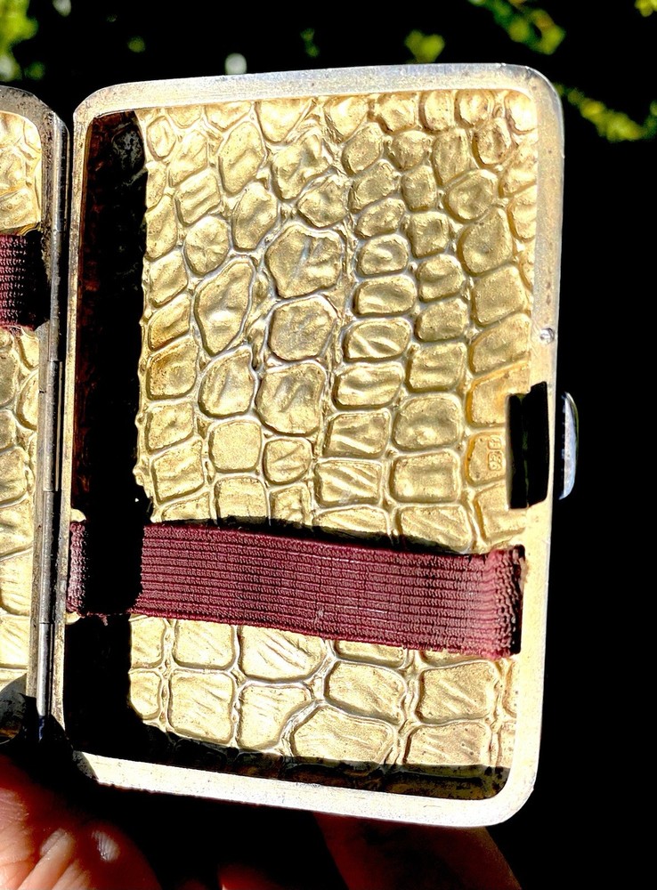 Solid Sterling Silver Hallmarked RARE Crocodile Design Cigarette Card Case