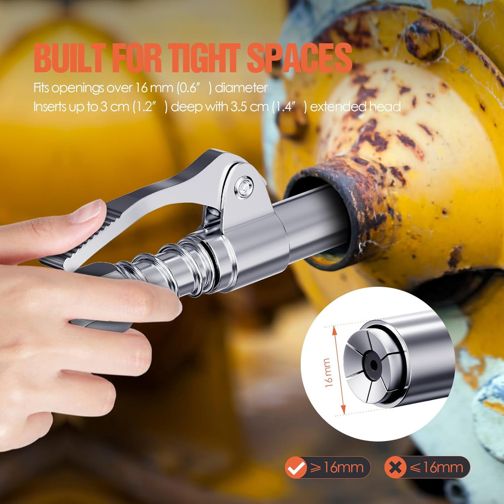 Grease Gun Coupler 2-Pack, Quick Release Grease Gun Tips with One-Hand Operat...