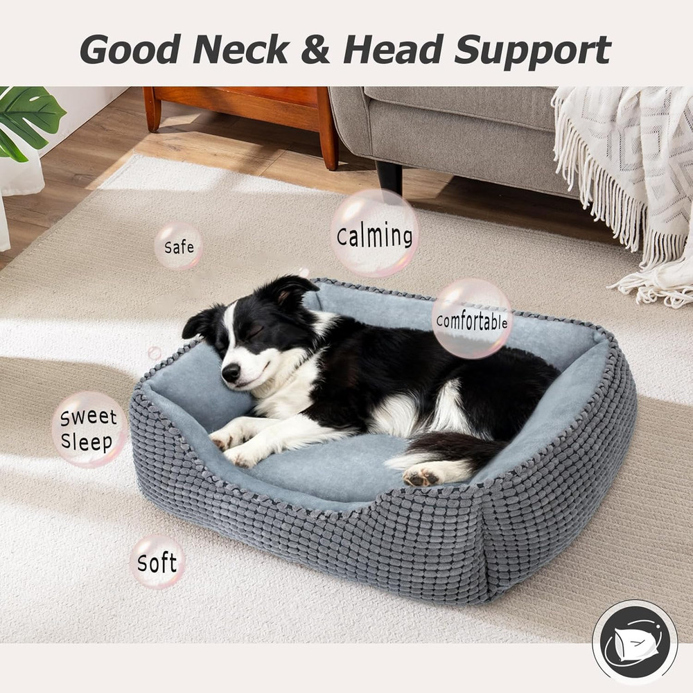 Dog Bed for Large Medium Small Dogs, Rectangle Washable Sleeping Puppy Bed, Soft