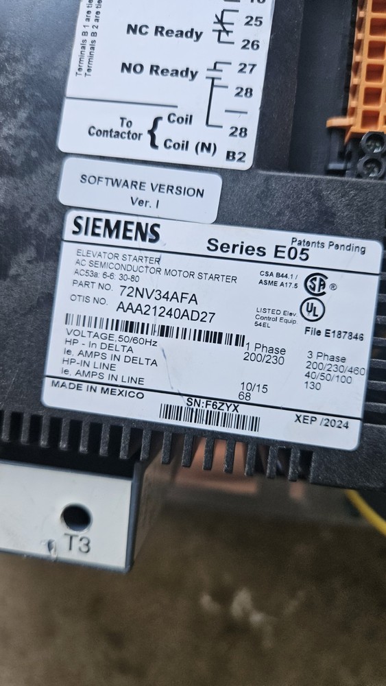Siemens Soft Starter 72NV34AFA, Otis AAA21240AD27