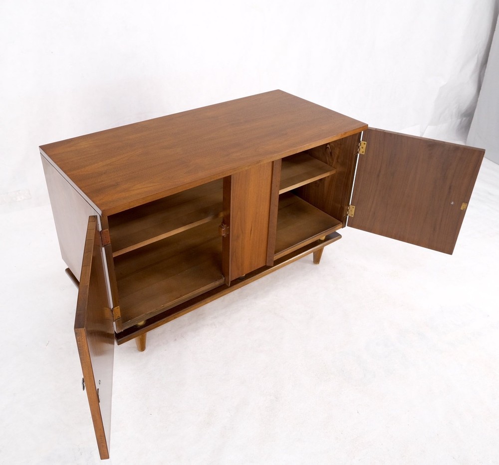 Mid-Century Modern Walnut Two Doors Floating Base Small Petit Credenza Mint