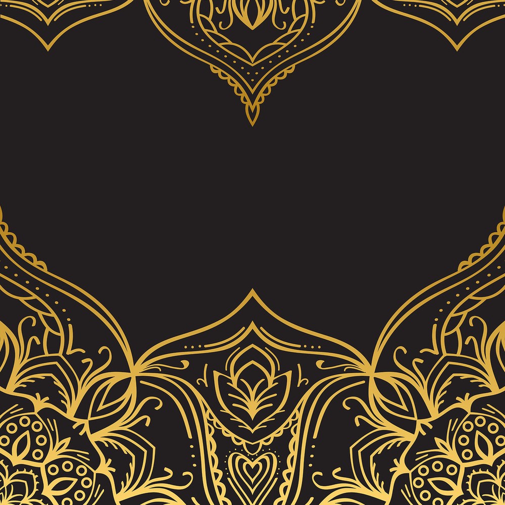 6 ft. Tall Double Sided Black Indian Pattern Canvas Room Divider