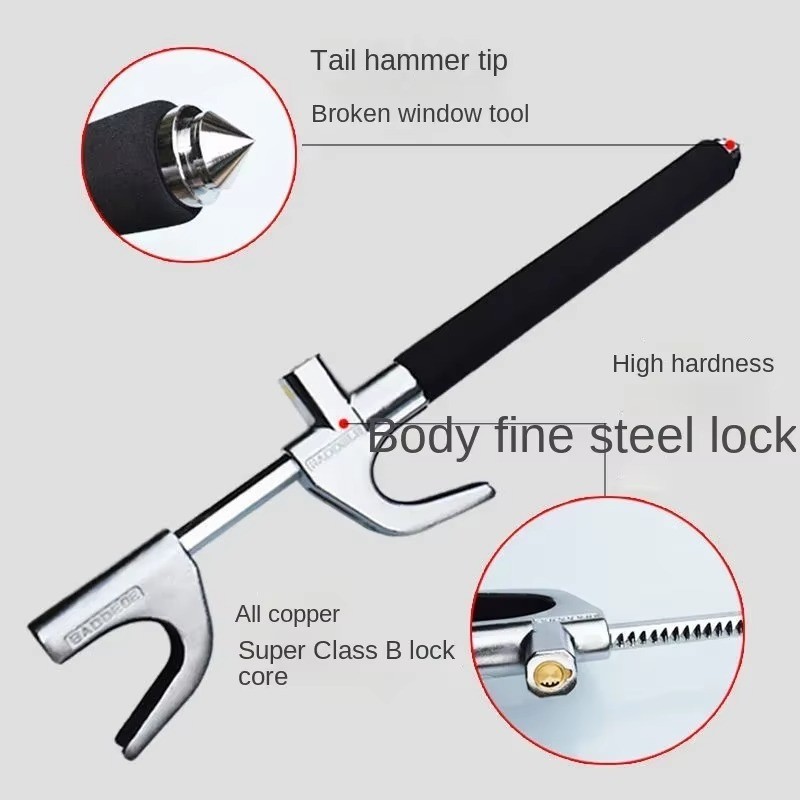 Universal Steering Wheel Lock - Anti-Theft Retractable Car Security Double Hook