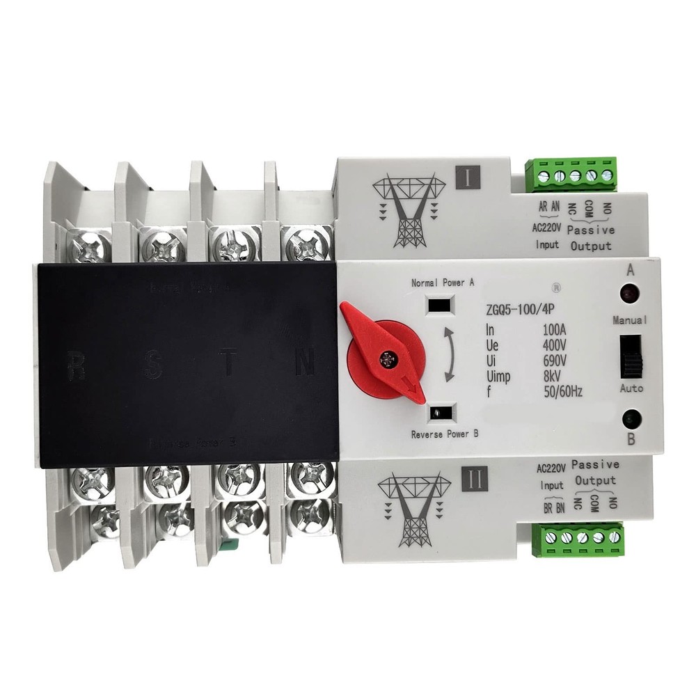 Dual Power Automatic Transfer Switch 4P 100A 220V Electronic Changeover
