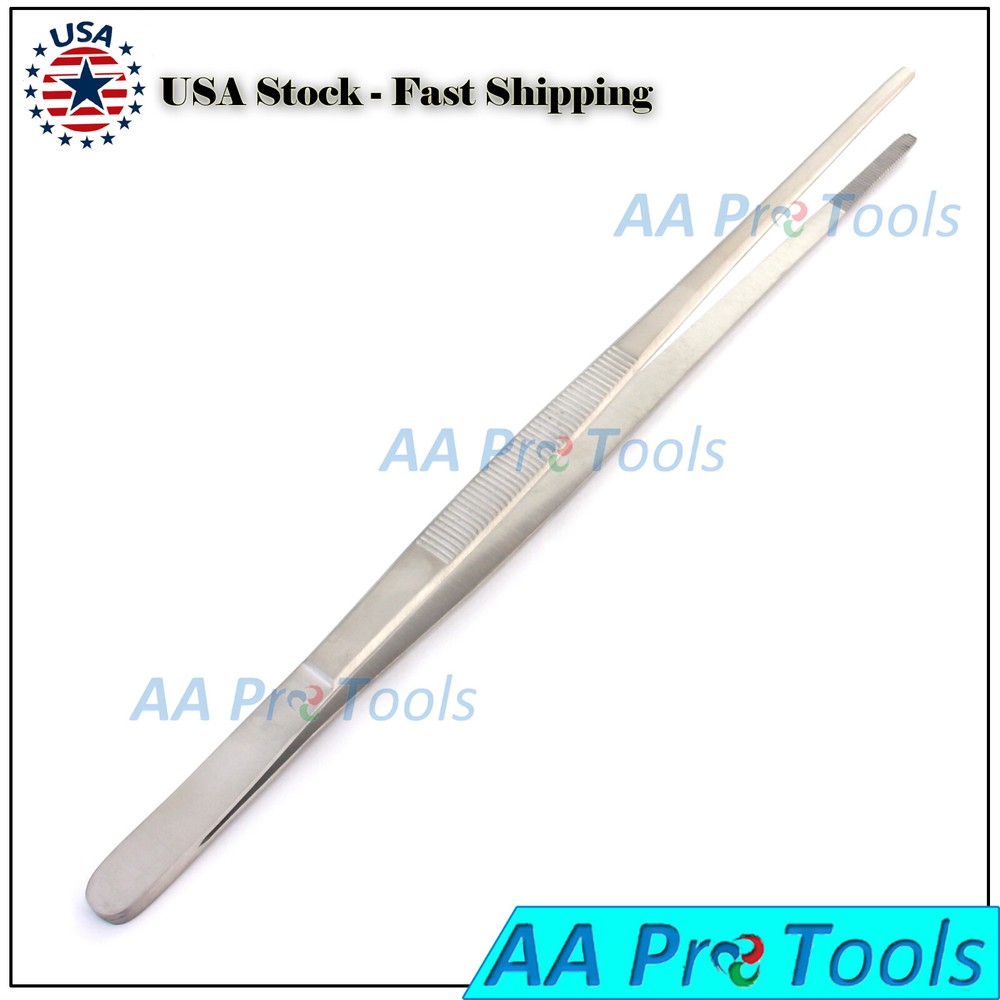 General Application Lab Forceps with Straight Broad Strong Tips 12 in. (300 mm)