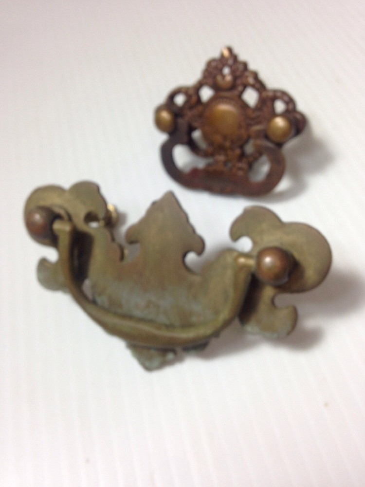 Antique Brass Drawer Pull lot 2 Ornate Hardware