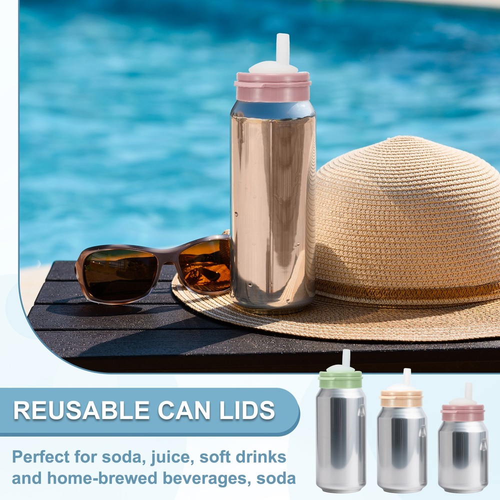 Pink/Blue Straw Soda Can Lids 2pcs