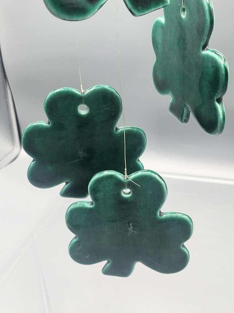 Green Ceramic Shamrock Wind Chime 18"L