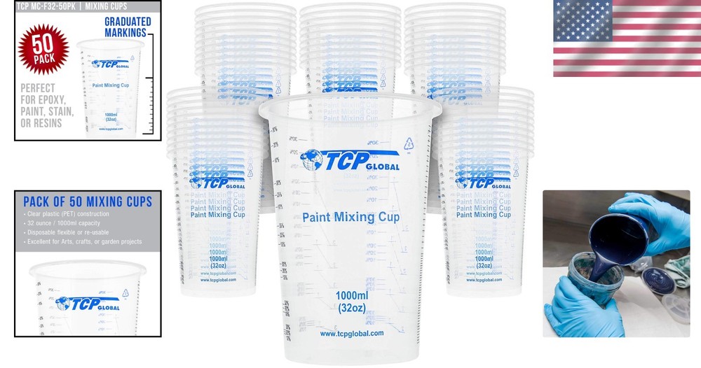 Multi-Purpose 32 oz Disposable Mixing Cups - Ideal for Kitchen & Art Projects