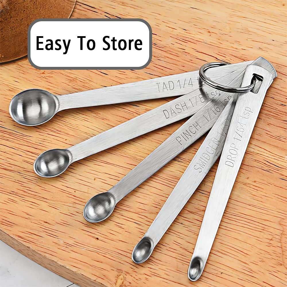 5PCS 1/8 Teaspoon(1/8tsp, 0.625 ml, Dash) Single Tiny Measuring Spoon, Small