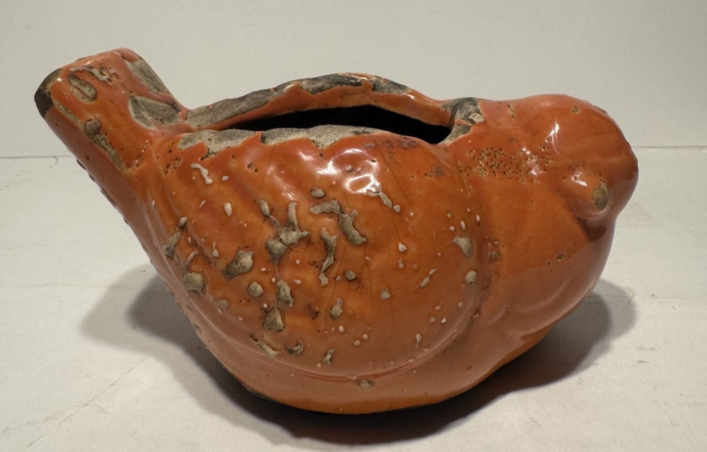 Ceramic Orange Bird Décor-As Planter or For Candles