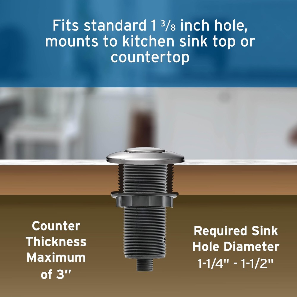 InSinkErator Garbage Disposal Air Switch Kit, Single Outlet, Satin Nickel