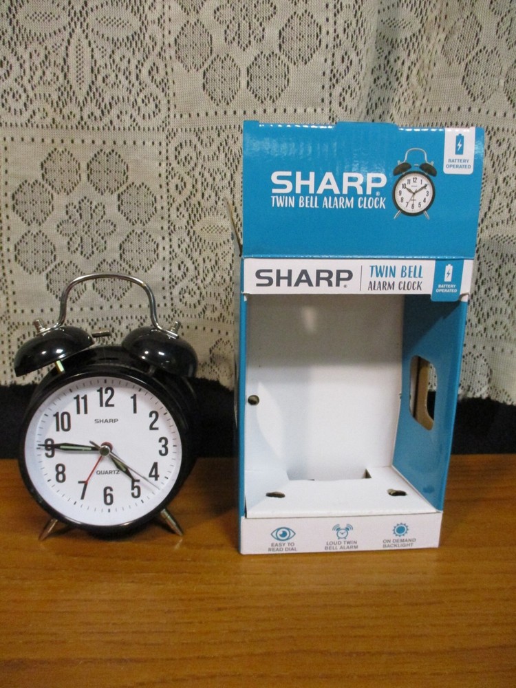 Twin Bell Loud Alarm Clock SPC843 Back Light Black Sharp