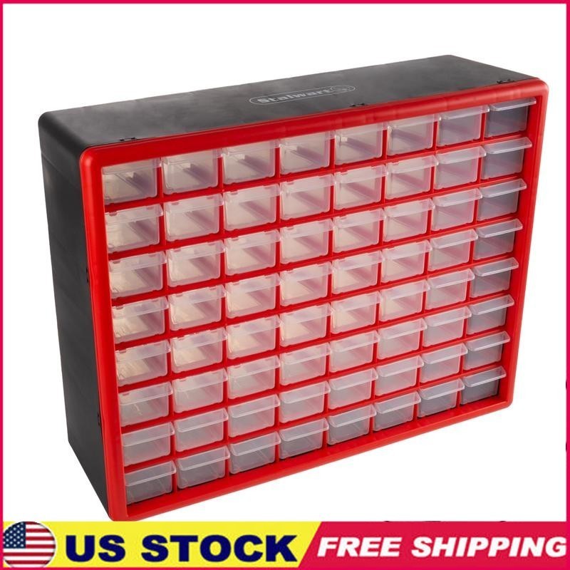 64 Drawer Storage Organizer Wall Mount Desktop Tool Organizer Durable Plastic US