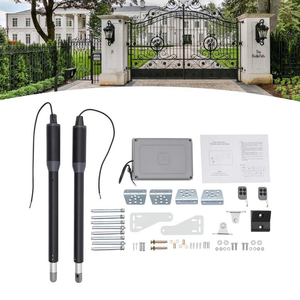 Automatic Gate Opener Dual Swing Gate Opener Security System w/ Remote Control